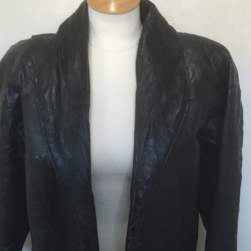 Leather Jacket Woman’s Patchwork Soft Vintage Des… - image 4